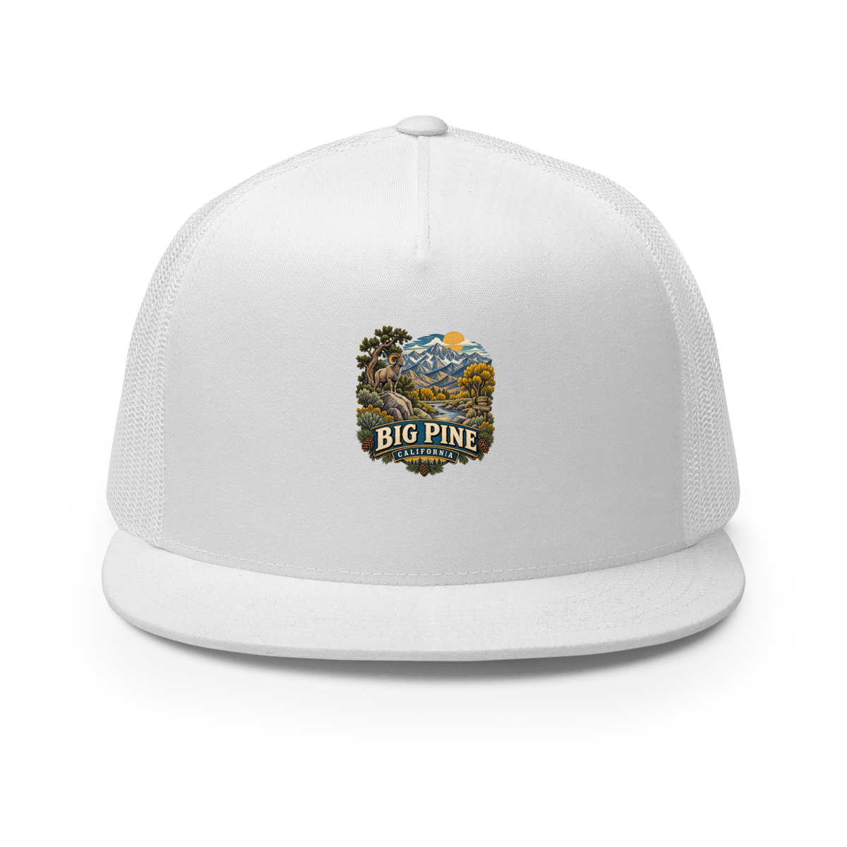Big Pine California Enamel Trucker Hat product mockup