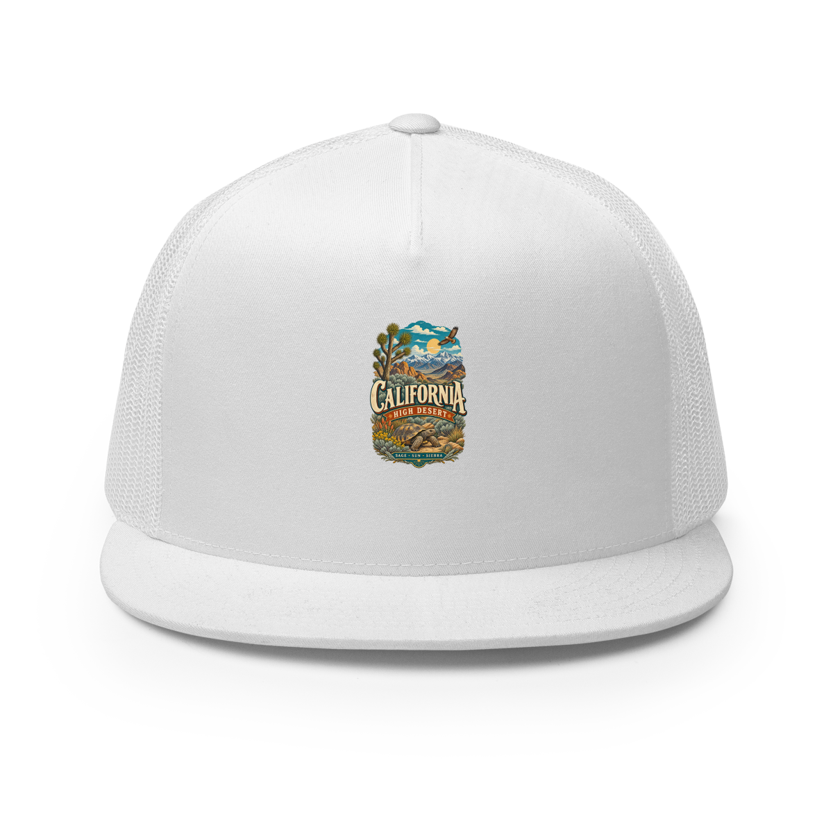California High Desert Enamel Trucker Hat product mockup