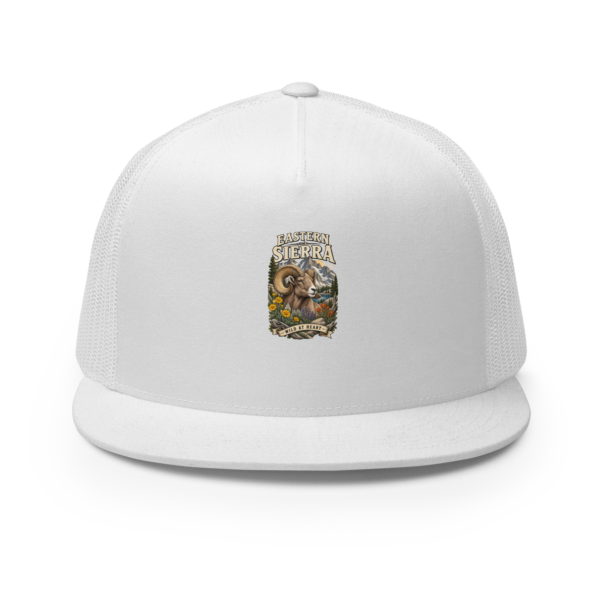 Eastern Sierra Bighorn Enamel Trucker Hat product mockup
