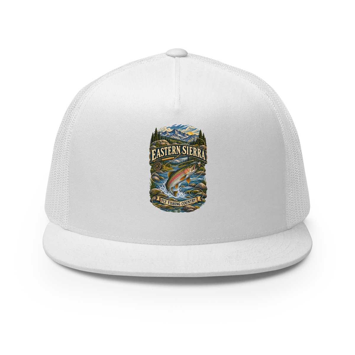 Eastern Sierra Fly Fishing Trucker Hat product mockup