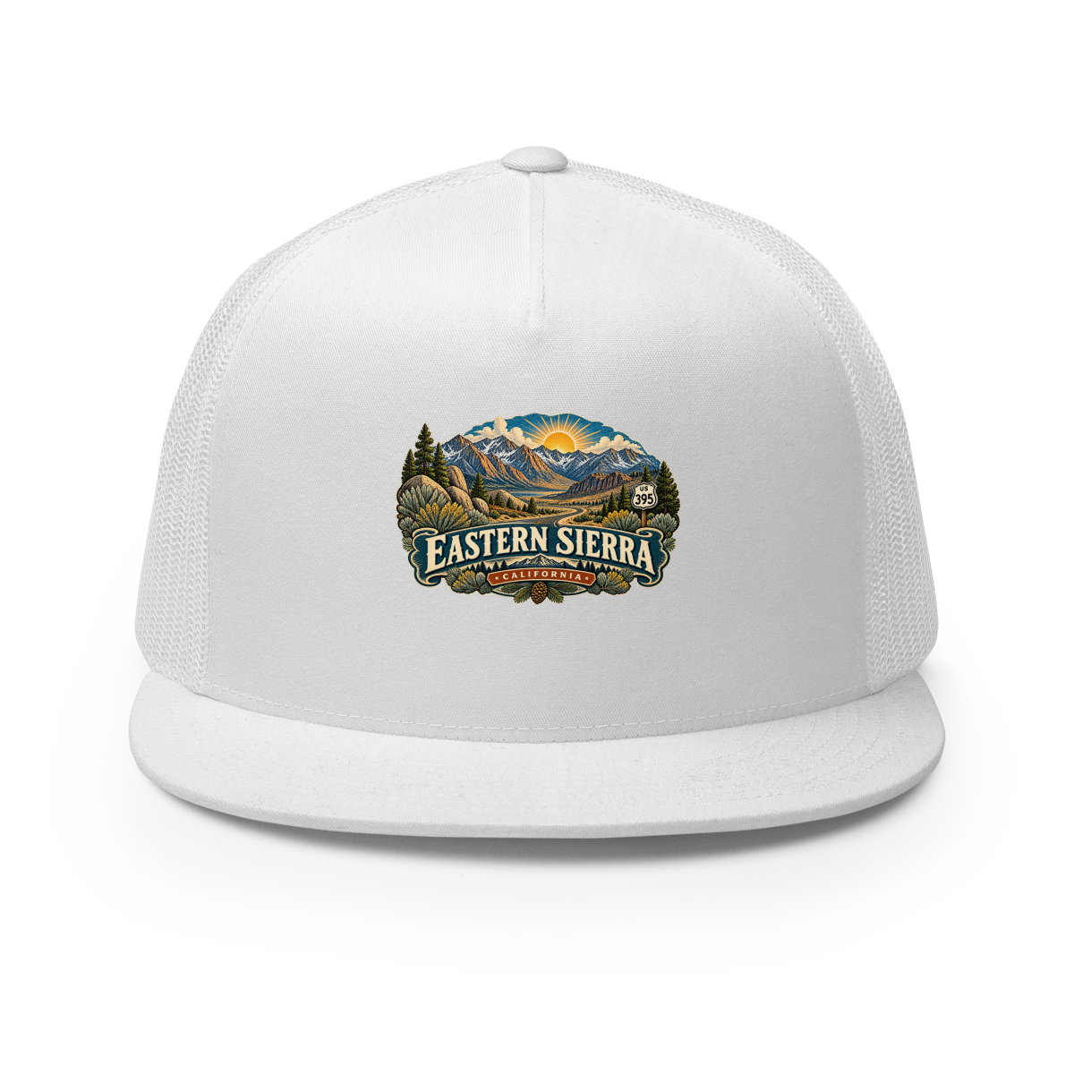 Eastern Sierra Scenic Enamel Trucker Hat product mockup