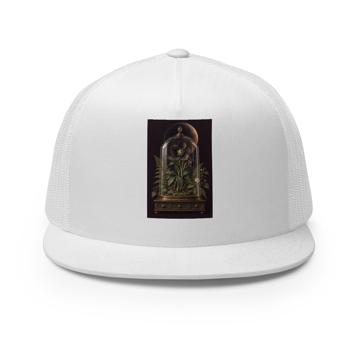 Eclipse Hellebore Gothic Botanical Poster – Dark Academia Wall Art Trucker Hat product mockup