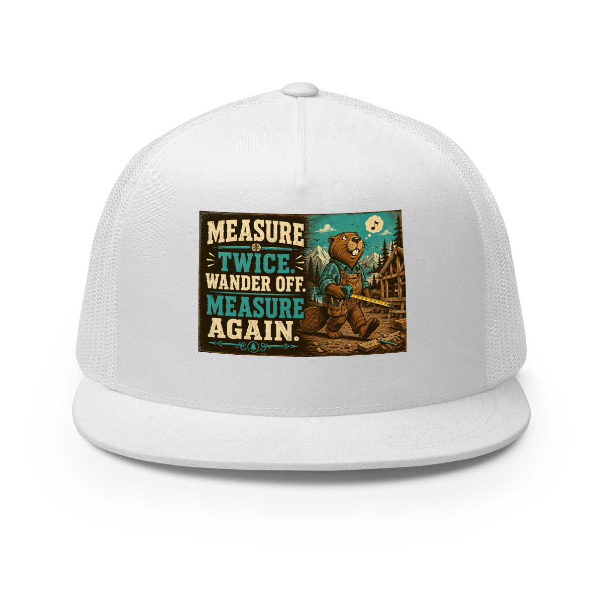 Funny Bear Cabin Trucker Hat product mockup
