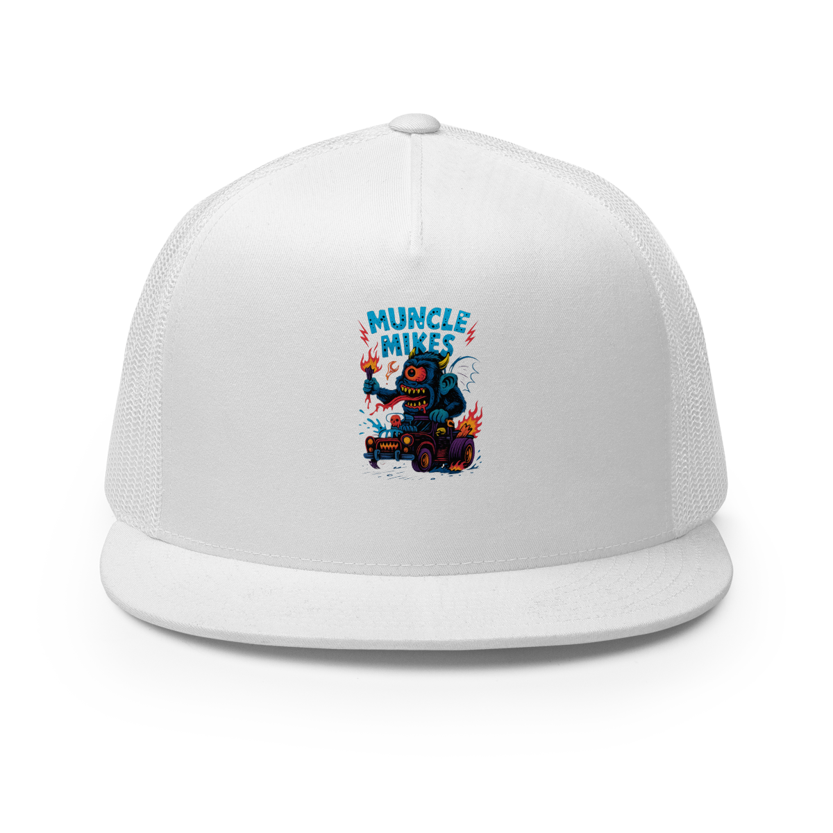 Muncle Mikes Hot Rod and Rat Rod Shirt Mayhem! Monster Rods! (032) Trucker Hat product mockup