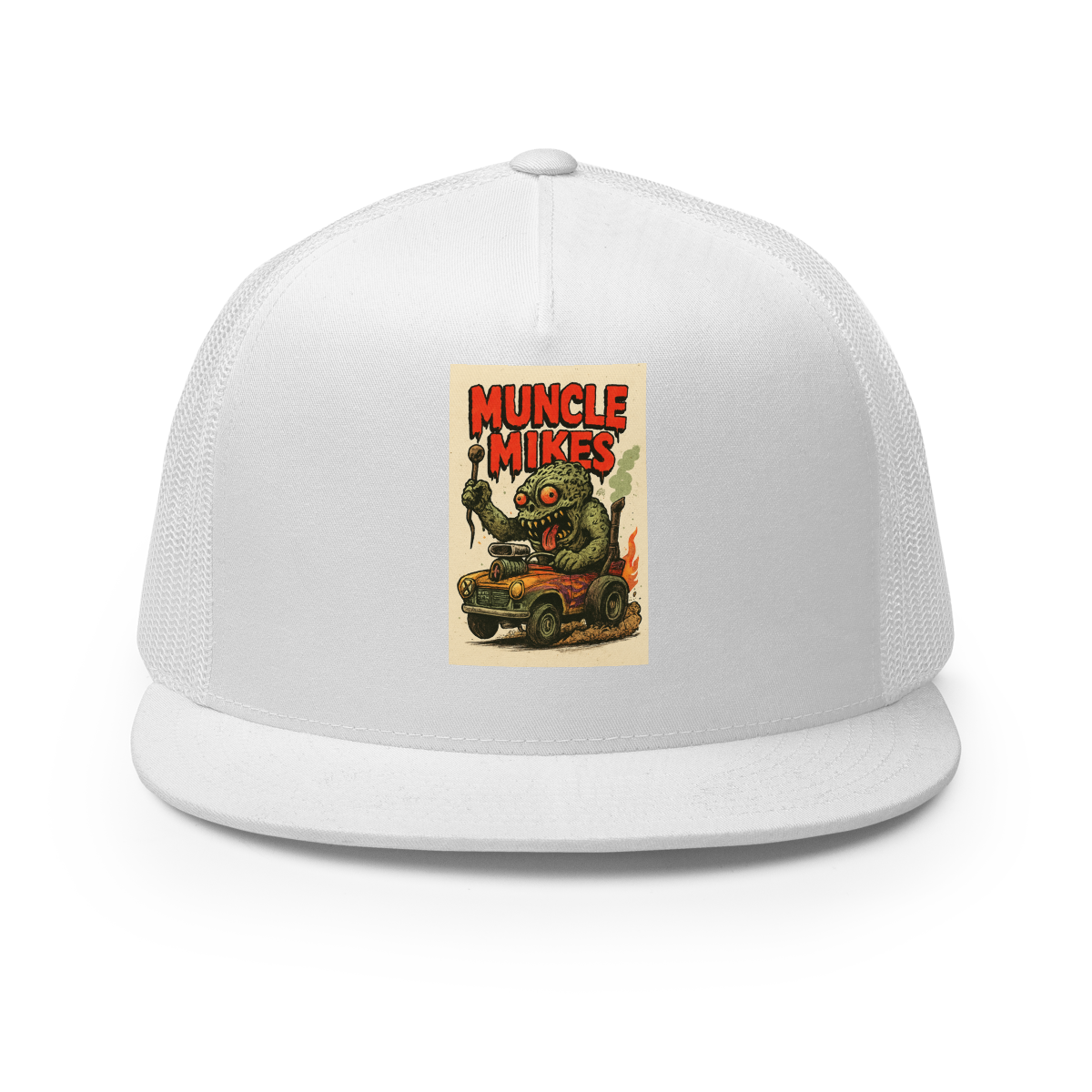 Monster Mugs 009 Hot Rod Coffee Mug — Muncle Mikes Trucker Hat product mockup