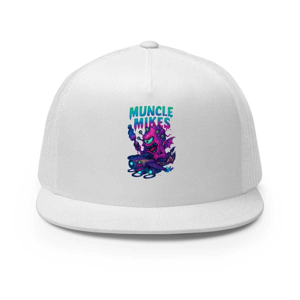 Muncle Mikes Hot Rod and Rat Rod Shirt Mayhem! Monster Rods! (005) Trucker Hat product mockup
