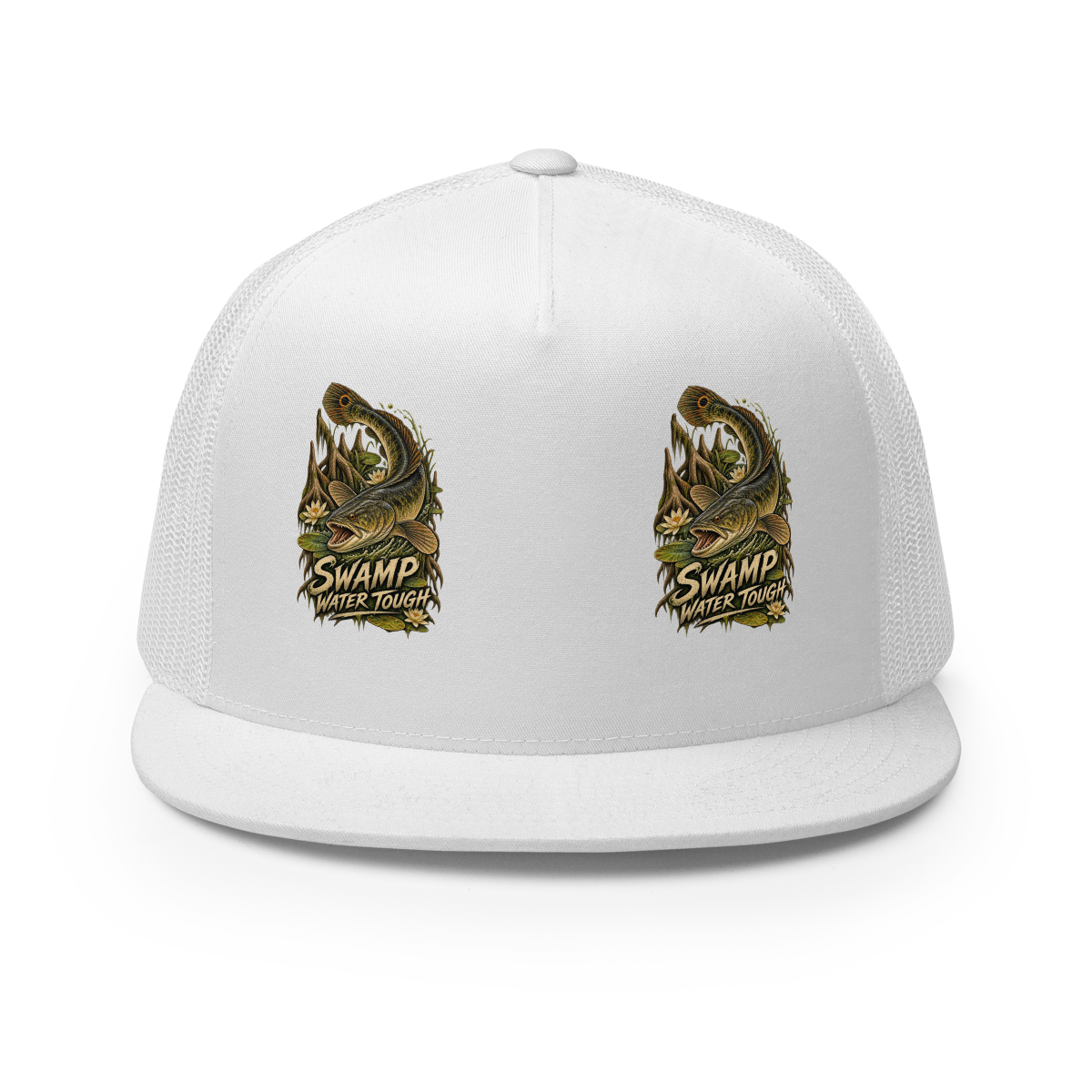 Swamp Water Tough Fish Trucker Hat product mockup