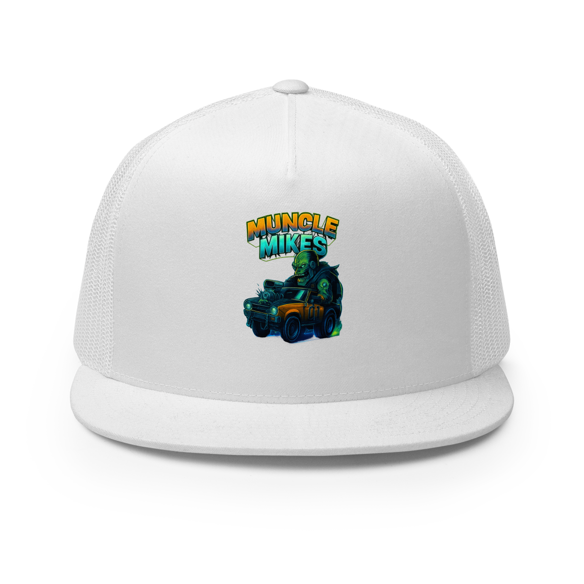 Muncle Mikes Hot Rod and Rat Rod Shirt Mayhem! Monster Rods! (038) Trucker Hat product mockup