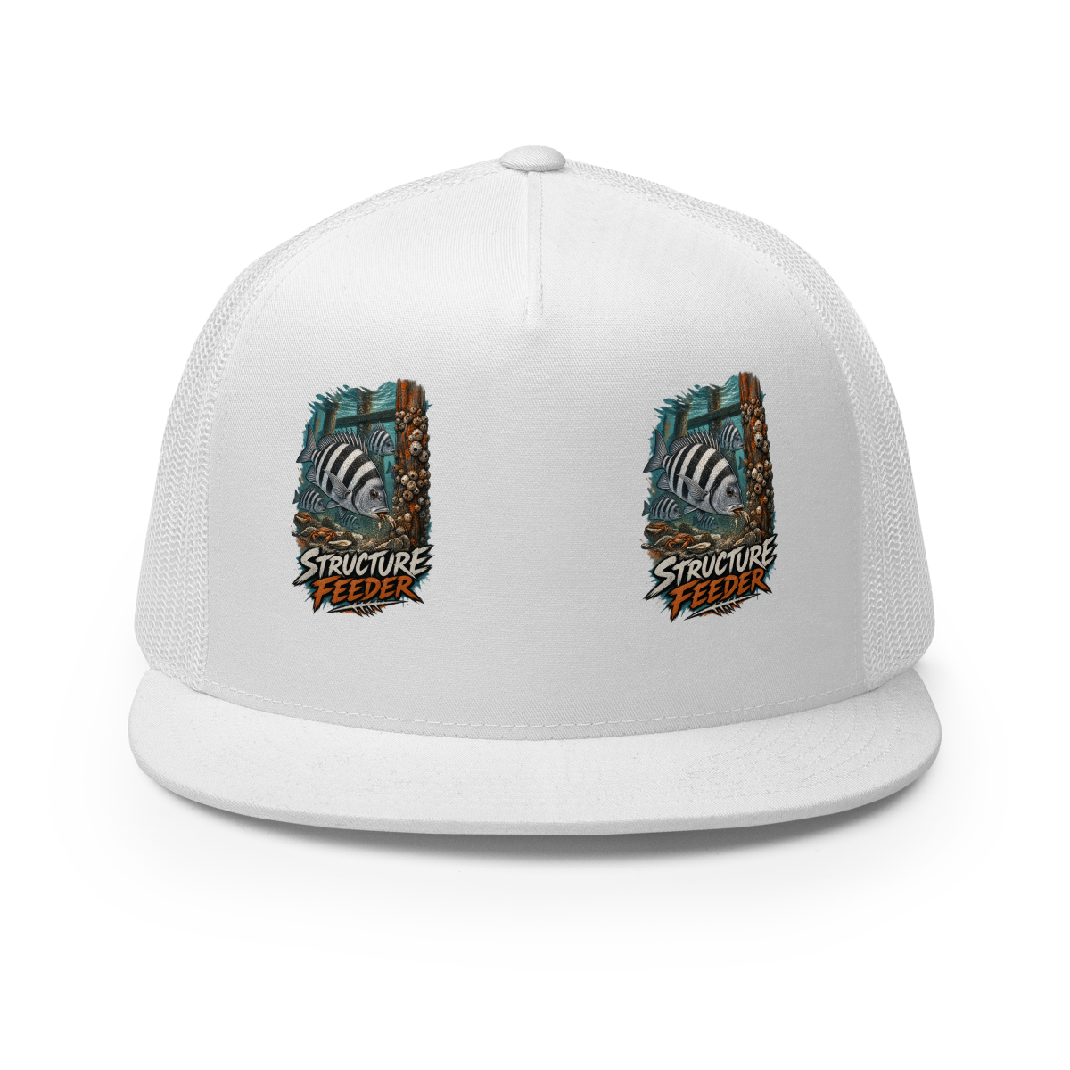 Structure Feeder Striped Fish Trucker Hat product mockup