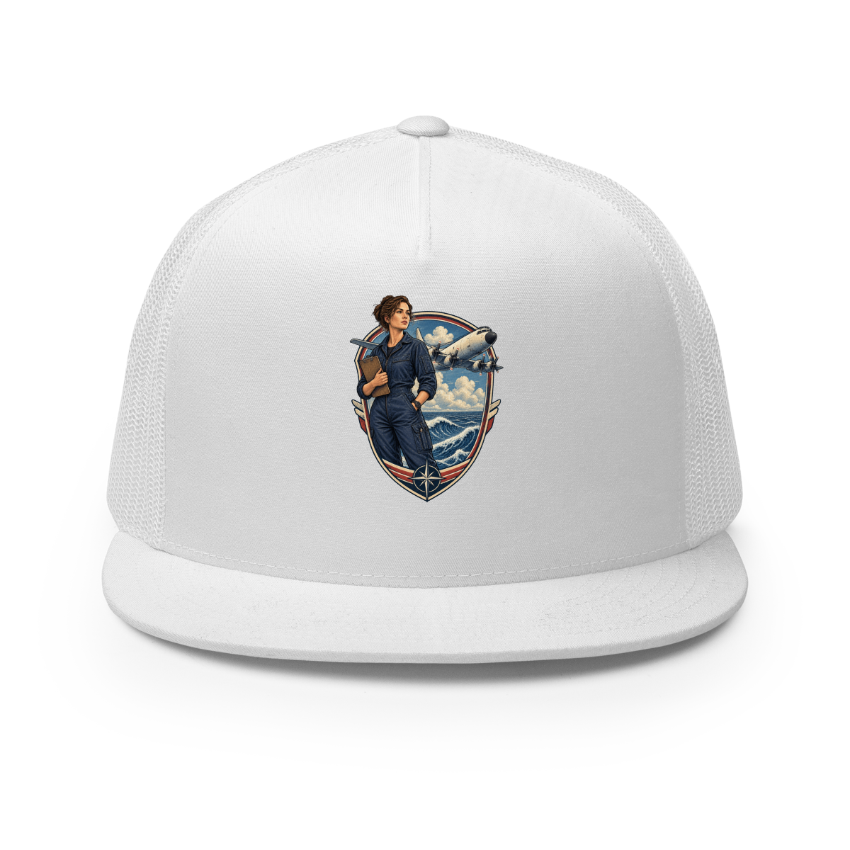 Vintage Aviation Pin-Up T-Shirt – Edition 39 Trucker Hat product mockup