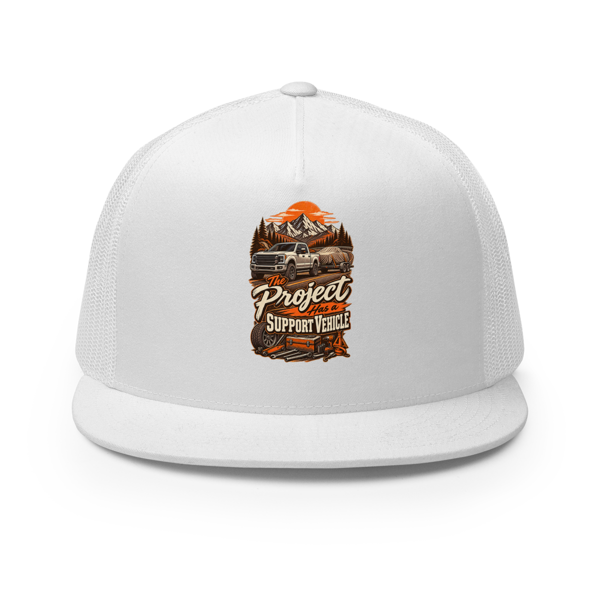 Project Support Vehicle Trucker Hat product mockup