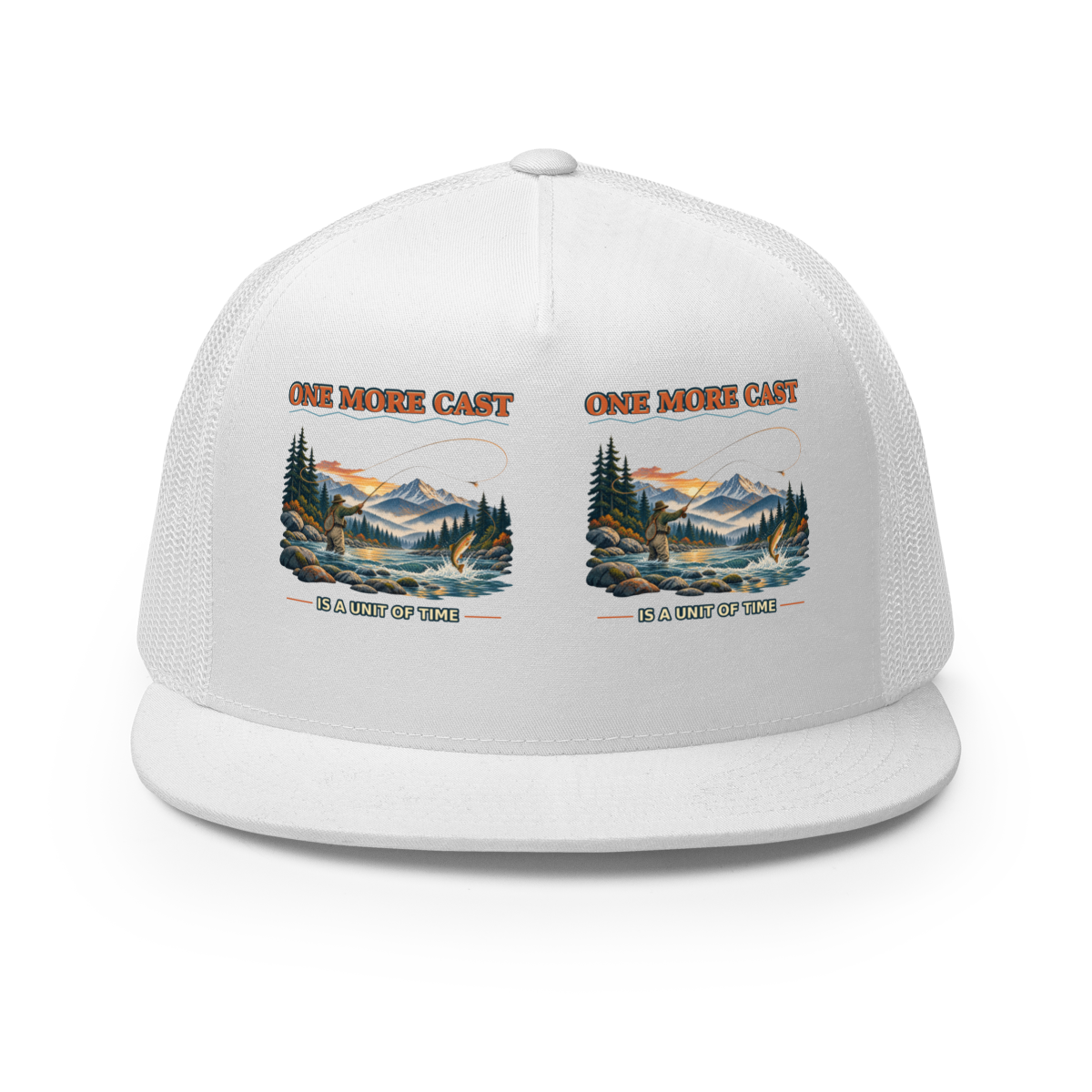 One More Cast Is a Unit of Time Trucker Hat product mockup