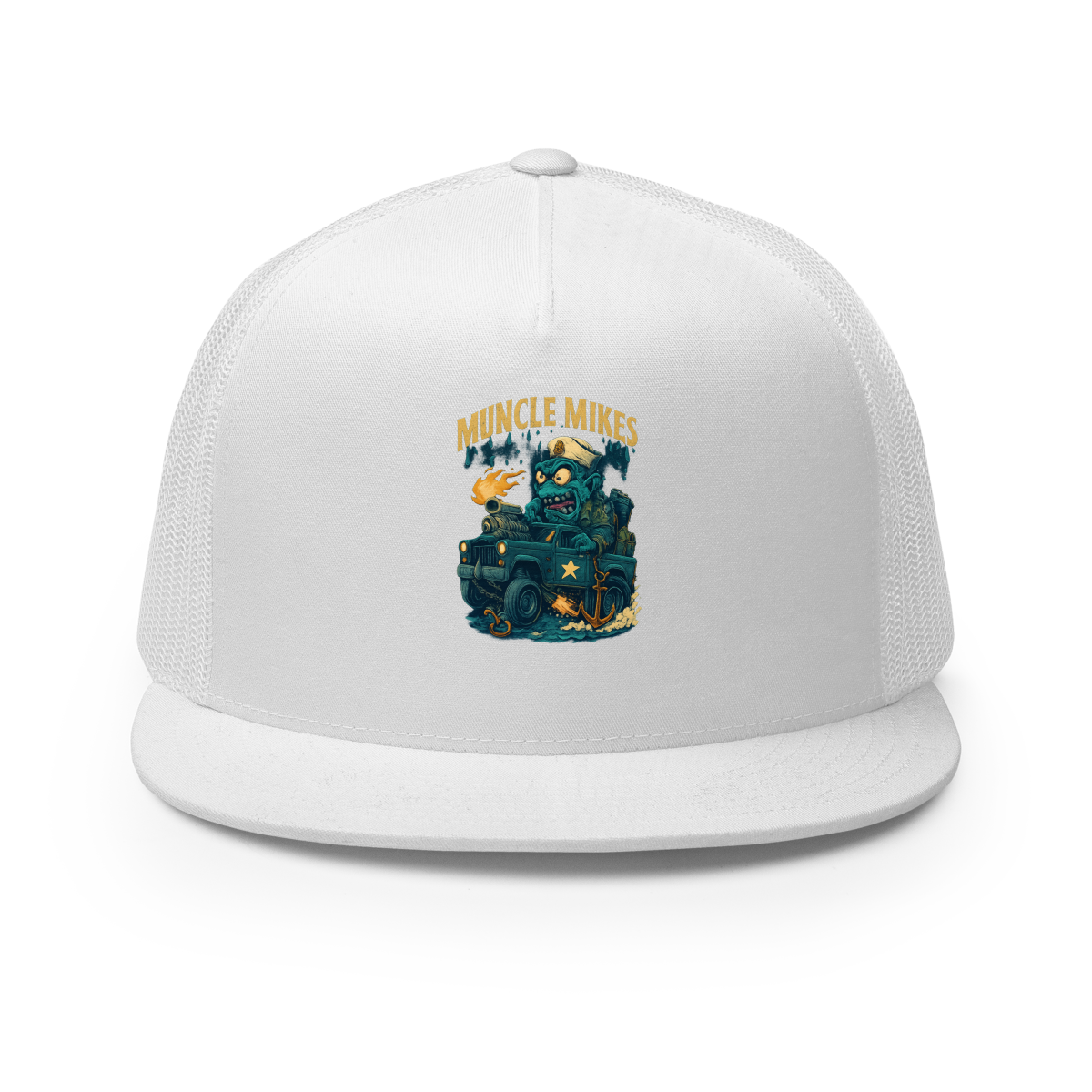 Muncle Mikes Hot Rod and Rat Rod Shirt Mayhem! Monster Rods! (041) Trucker Hat product mockup
