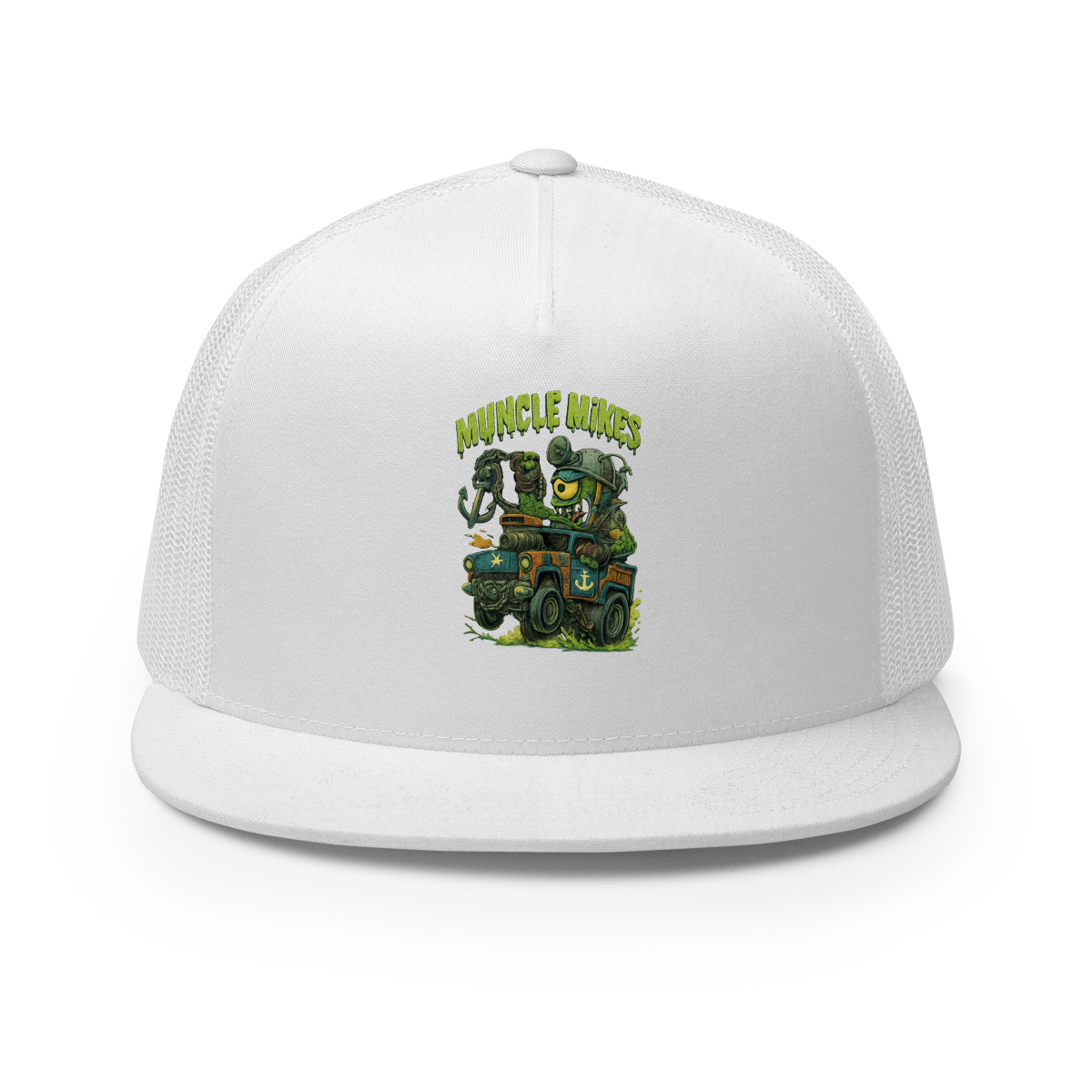 Muncle Mikes Hot Rod and Rat Rod Shirt Mayhem! Monster Rods! (042) Trucker Hat product mockup