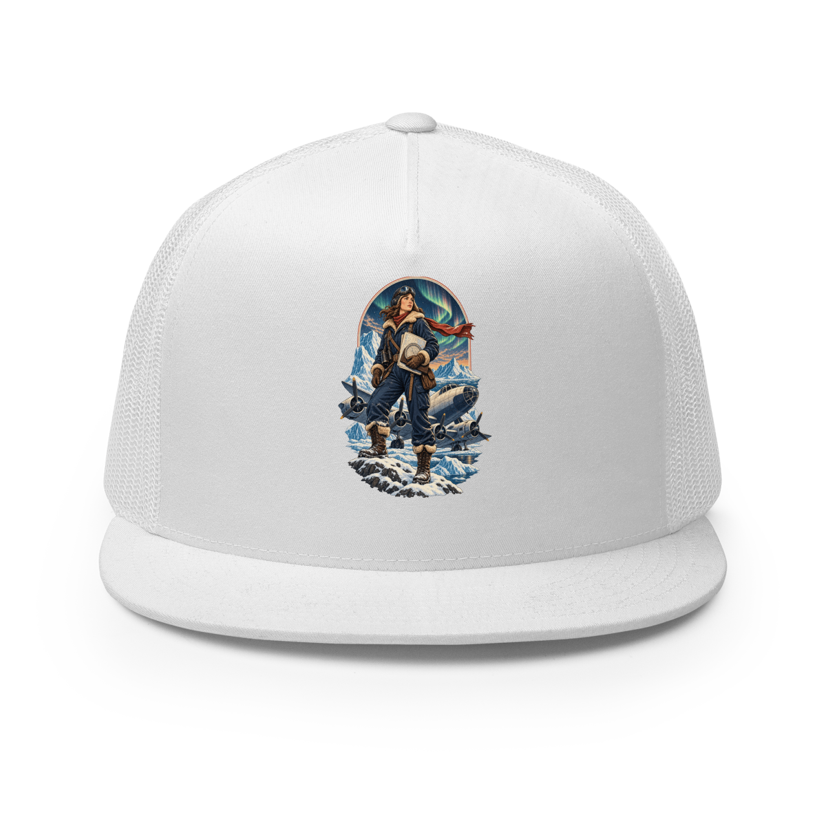 Vintage Aviation Pin-Up T-Shirt – Edition 19 Trucker Hat product mockup