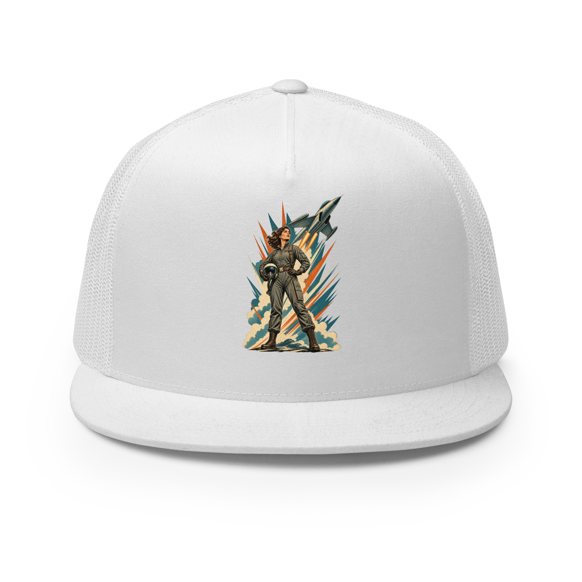 Vintage Aviation Pin-Up T-Shirt – Edition 03 Trucker Hat product mockup