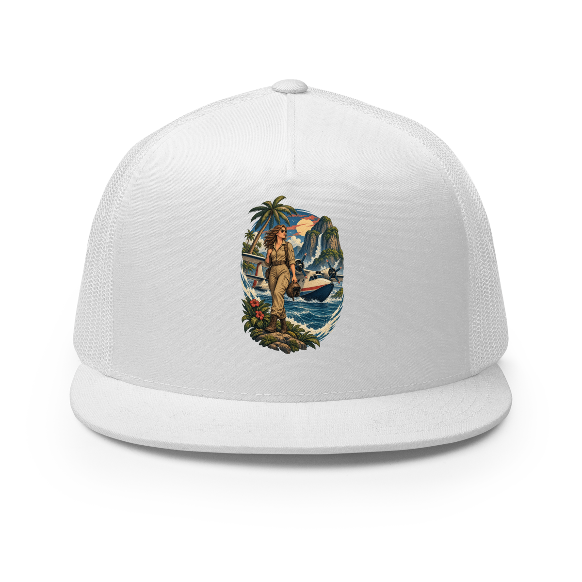 Vintage Aviation Pin-Up T-Shirt – Edition 12 Trucker Hat product mockup