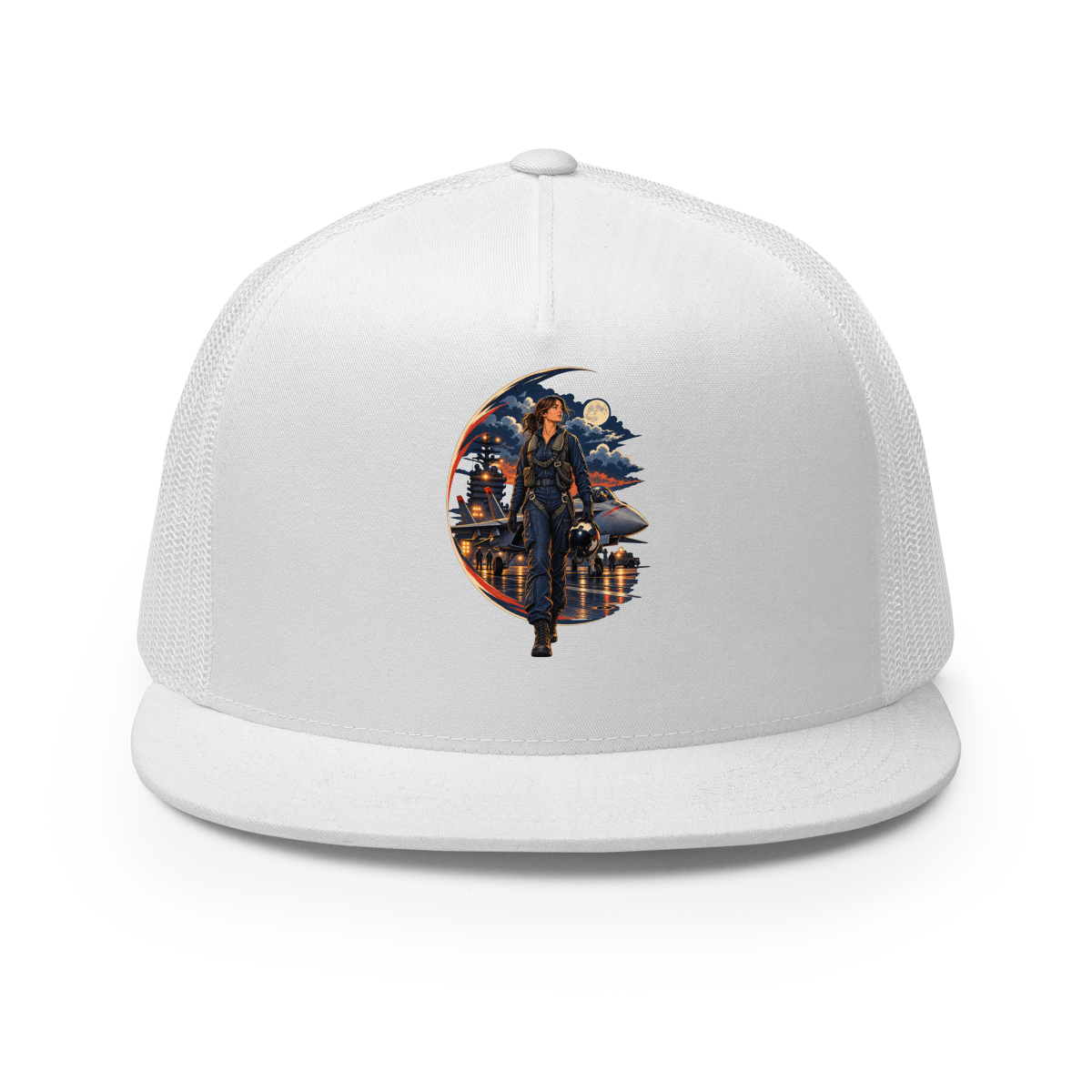 Vintage Aviation Pin-Up T-Shirt – Edition 20 Trucker Hat product mockup