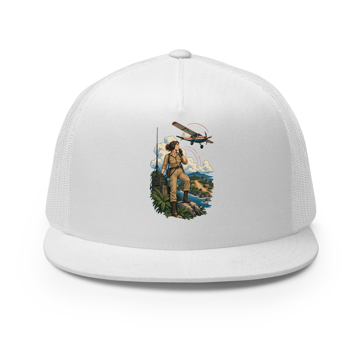 Vintage Aviation Pin-Up T-Shirt – Edition 29 Trucker Hat product mockup