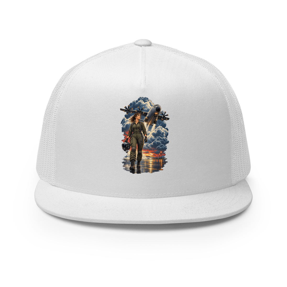 Vintage Aviation Pin-Up T-Shirt – Edition 30 Trucker Hat product mockup