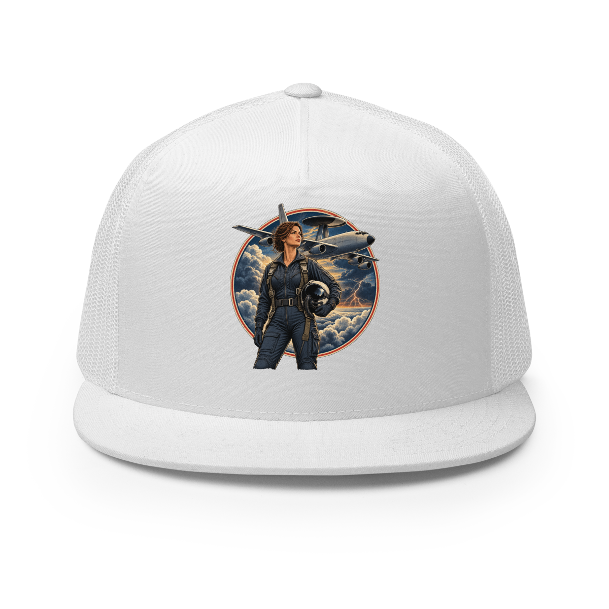 Vintage Aviation Pin-Up T-Shirt – Edition 34 Trucker Hat product mockup