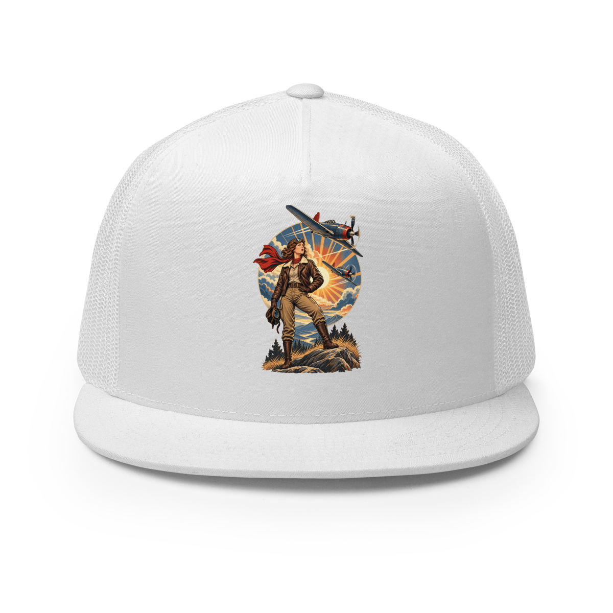 Vintage Aviation Pin-Up T-Shirt – Edition 35 Trucker Hat product mockup