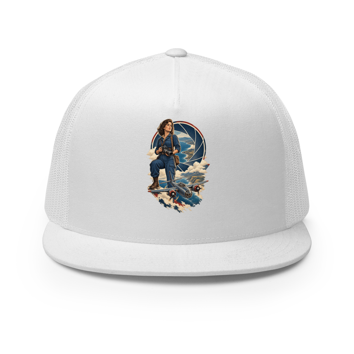 Vintage Aviation Pin-Up T-Shirt – Edition 37 Trucker Hat product mockup