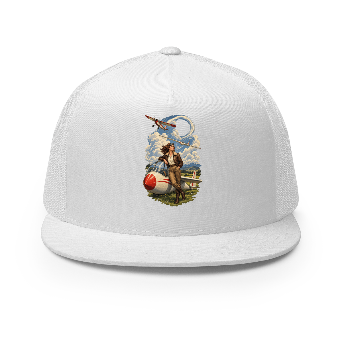 Vintage Aviation Pin-Up T-Shirt – Edition 36 Trucker Hat product mockup