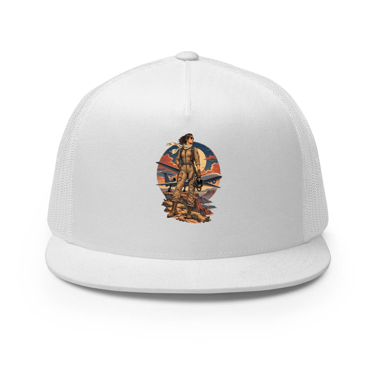 Vintage Aviation Pin-Up T-Shirt – Edition 40 Trucker Hat product mockup