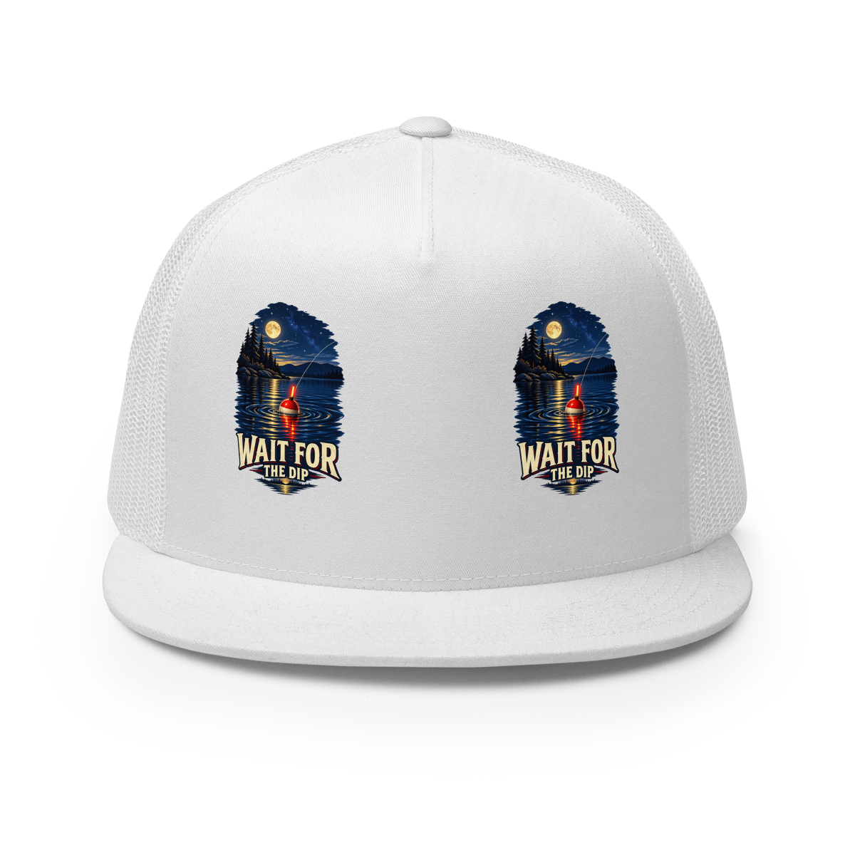 Wait for the Dip Fishing Trucker Hat product mockup