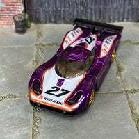Custom Hot Wheels - Porsche 911 GTI-98 - Purple and White 27 - Gold Mag Wheels - Rubber Tires