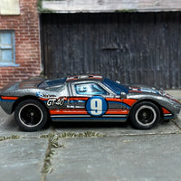 Custom Hot Wheels - Ford GT-40 - Silver, Red, Blue and White - Black and Chrome Mag Wheels - Rubber Tires