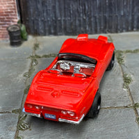 Custom Hot Wheels - 1970 Chevy Corvette Stingray Convertible -Red - Black Mag Wheels - Rubber Tires