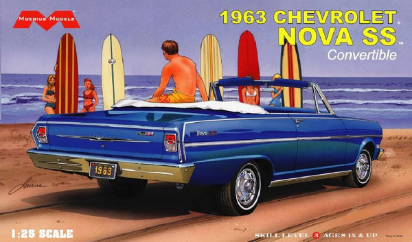Moebius 2318 1963 Chevrolet Nova SS Convertible 1/25 model kit box artwork