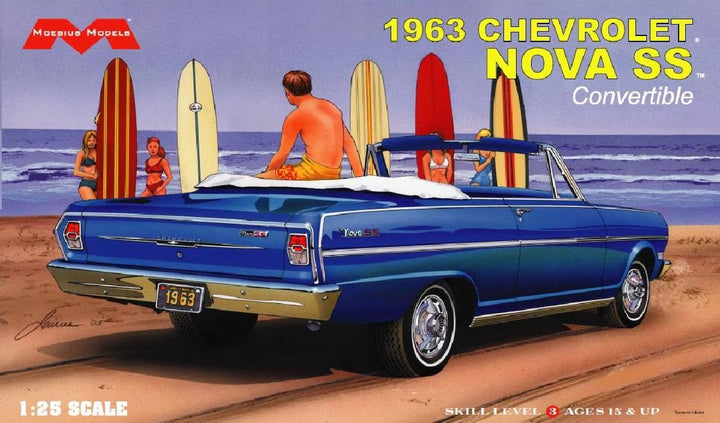Moebius 2318 1963 Chevrolet Nova SS Convertible 1/25 model kit box artwork