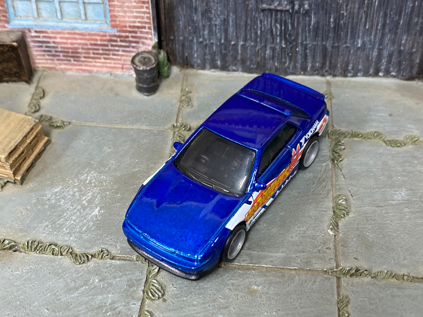 Custom Hot Wheels - Nissan Silvia (S13) - Hot Wheels Blue - Gray Mag Wheels - Rubber Tires