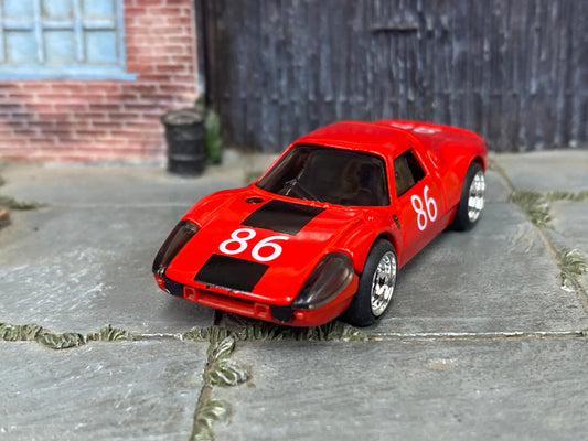 Custom Hot Wheels - Porsche 904 Carrera GTS - Red and White - Chrome Mag Wheels - Rubber Tires
