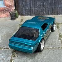 Custom Hot Wheels - Blown Camaro - Blue - Chrome Steel Wheels - Rubber Tires