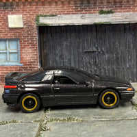 Custom Matchbox - Subaru SVX - Black - Black and Gold Race Wheels - Rubber Tires