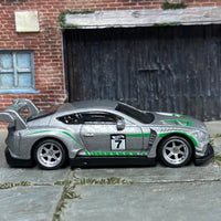 Custom Hot Wheels - 2014 Bentely Continental GT3 - Gray and Green - Silver Mag Wheels - Rubber Tires