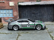 Custom Hot Wheels - 2014 Bentely Continental GT3 - Gray and Green - Silver Mag Wheels - Rubber Tires