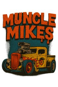 Rat Rod Truck 001 Hot Rod T-Shirt — Muncle Mikes artwork close-up
