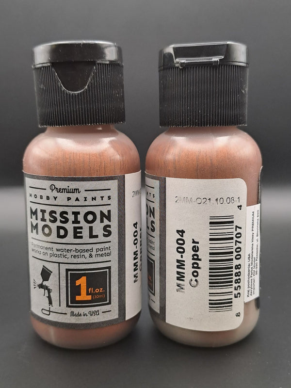 Mission Models MMM-004 Copper front and rear bottle label views