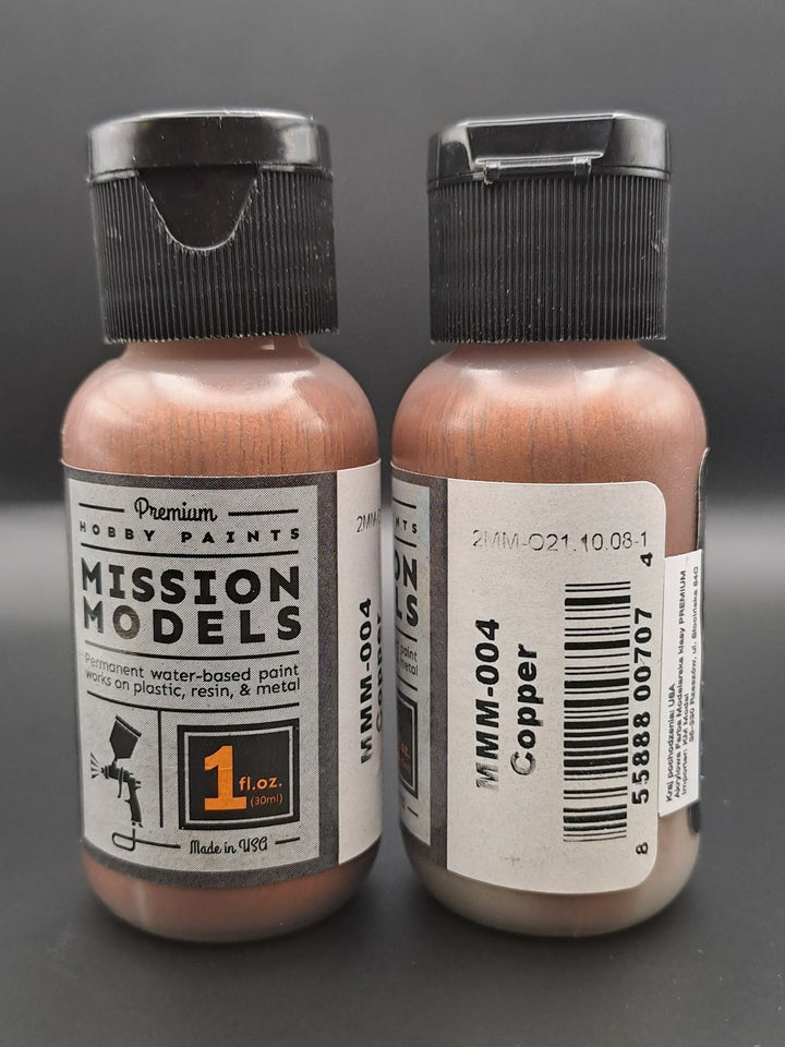Mission Models MMM-004 Copper front and rear bottle label views