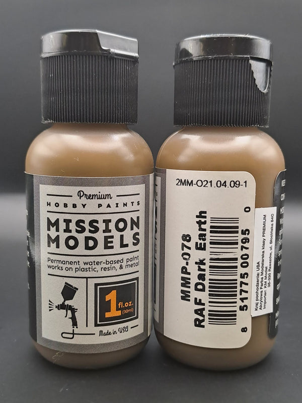 Mission Models MMP-078 RAF Dark Earth front and rear bottle label views
