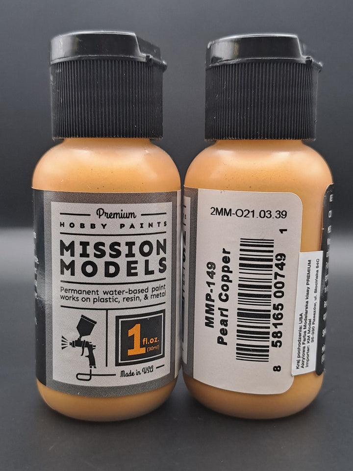Mission Models MMP-149 Pearl Copper front and rear bottle label views