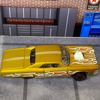 Loose Hot Wheels - Layin' Low Lowrider - Gold with Flames