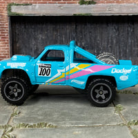 Loose Hot Wheels - 1987 Dodge D100 Baja Race Truck - Light Blue