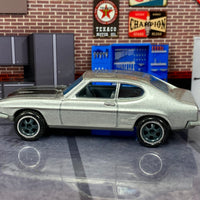 Custom Matchbox - 1970 Ford Capri - Silver and Black - Gray and Chrome Race Wheels - Rubber Tires