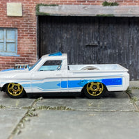 Loose Hot Wheels - 1971 Chevy LUV Pick Up Drag Truck - White and Blue